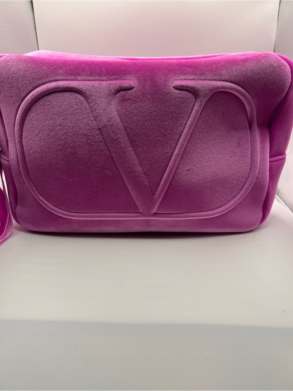 Valentino Garavani Pink Velvet V Makeup Bag